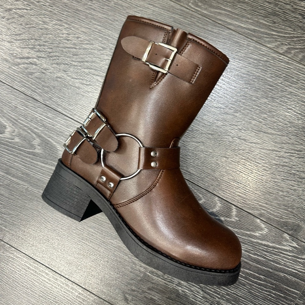 Chocolate Brown Moto Bootie